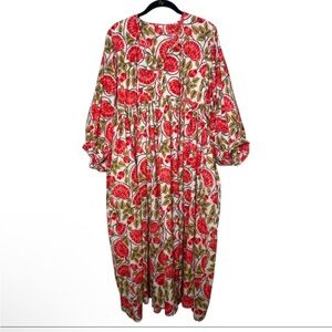 Kyra Indian blockprint cotton Floral maxi Dress